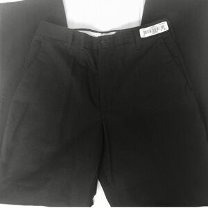 3/$32 CINTAS Mens Black Cotton Flat Front Technician/Commercial Work Pants 33-34
